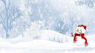 白色卡通新年下雪雪人背景GIF动态图